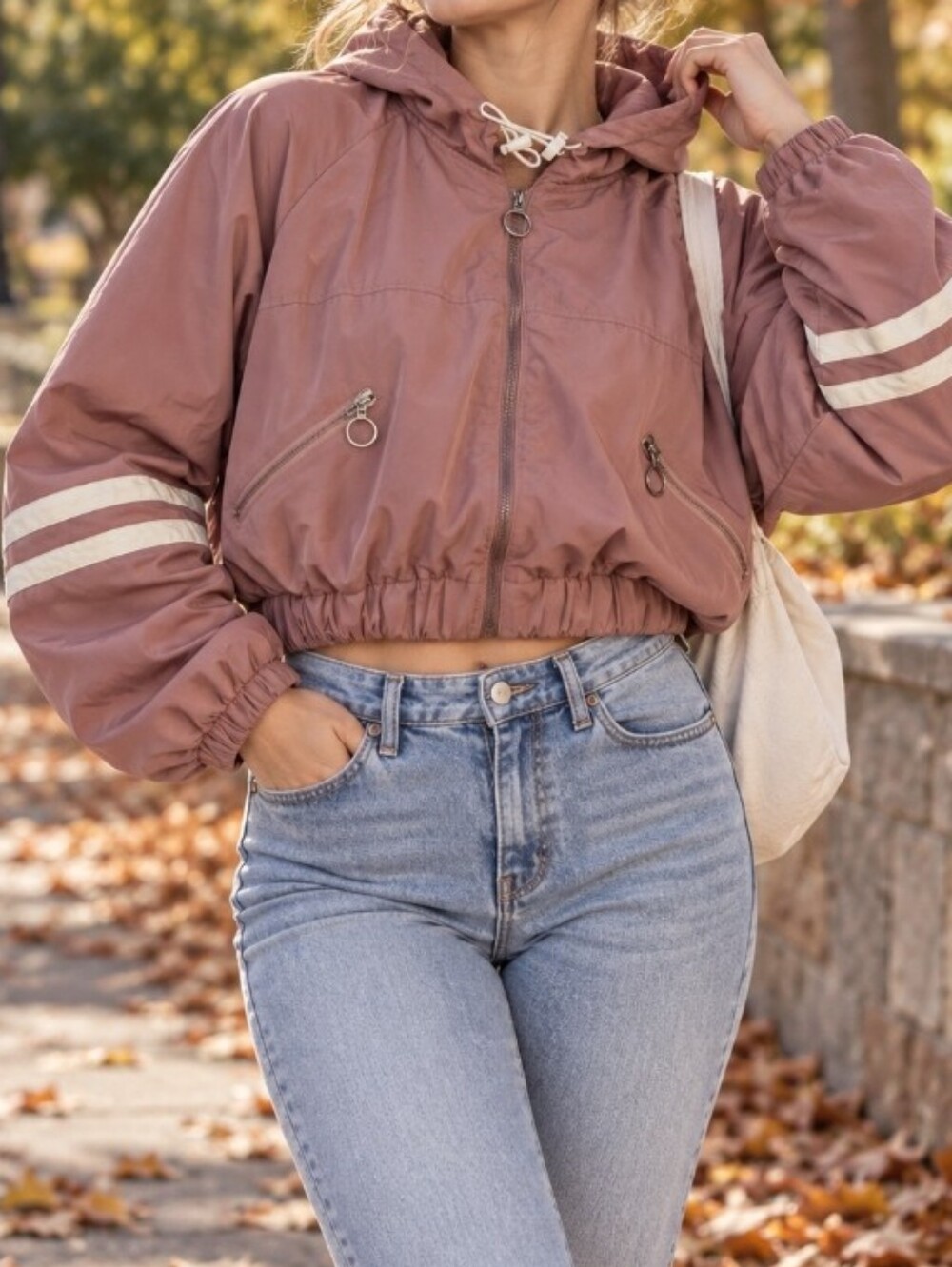 Love Tree Dusty Rose Hooded Bomber Jacket